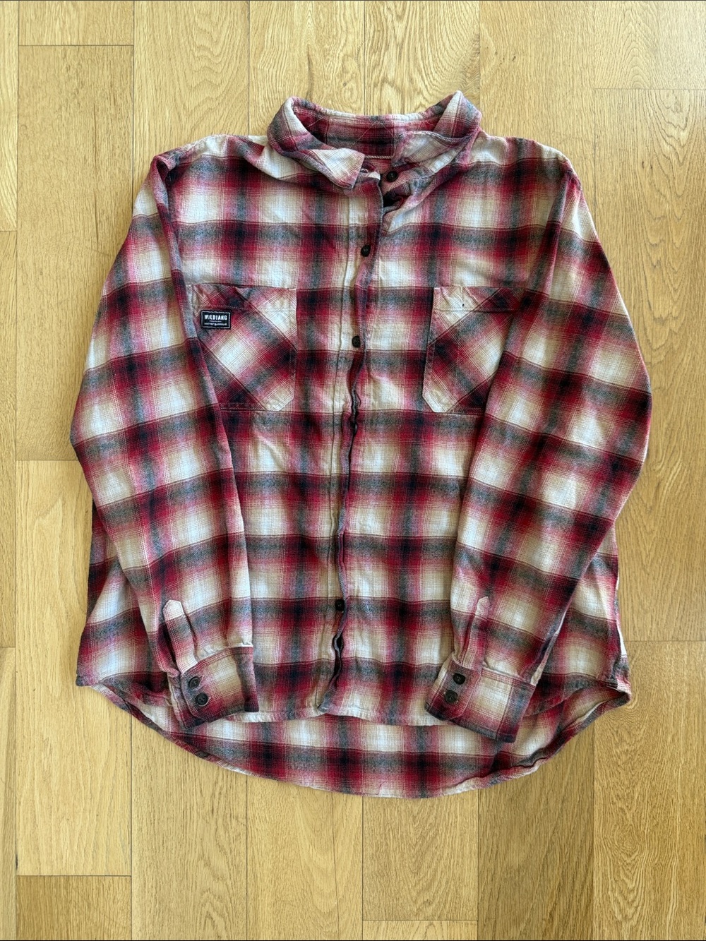 Wildfang Red and Cream Plaid Collar Shirt